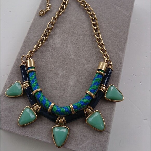 J. crew blue & Green Rope Cord stone Necklace - Picture 2 of 9